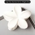 8cm large white plumeria flower hair claw clip matte finish resin hair jaw accessory - White