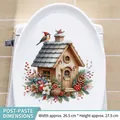 Christmas snow house and bird toilet seat decal, holiday bathroom decor, 26.5x27.5cm size - Auspicious Bird Nest - Style 07