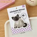 Cute Siamese cat sticky notes in purple grid packaging with thirty sheets of paper - 2# Honey Siamese
