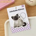 Cute Siamese cat sticky notes in purple grid packaging with thirty sheets of paper - 2# Honey Siamese