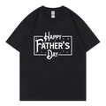 Black short sleeve Father's Day T-shirt with white Happy Father's Day print - XS / Top (English Print-318) / Black
