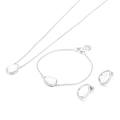 Silver geometric titanium steel jewelry set featuring teardrop zirconia stones - Steel Color (KS200541-KFC)