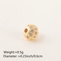 Gold plated copper bead with micro-pave cubic zirconia for DIY jewelry making - 6MM White Zirconia Gold Plated