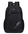 Black multifunctional sports backpack with white SPORTS print and side mesh pockets - 8012 White