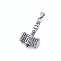 Silver Viking Thor's hammer pendant in titanium steel with a detailed embossed pattern - Style E Thor's Hammer Mjölnir Pendant (No Chain)