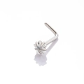 Piercing de nariz en forma de L de acero inoxidable con circonita de estrella de 3mm - Blanco