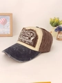 Vintage Motors Racing Team baseballpet met distressed klep en patchwork ontwerp - Verstelbaar (54-60cm) / Marineblauw Rand + Koffie