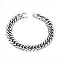 Bracciale a catena cubana in acciaio inossidabile argento lucido con chiusura sicura - Piccolo-Medio / Color Acciaio