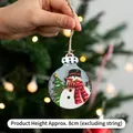 Wooden Christmas snowman ornament with rustic rope hanger, 8cm tall for tree decor - Christmas Snowman Round Pendant