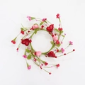 Close-up of Valentine candle ring with red pink hearts and floral berry details - Red and Pink Heart Berry Style (CW1014)