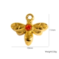 Golden bee pendant with orange gemstone inlay for DIY jewelry, size 11mm by 10mm - Small Bee-003 / Gold-Red Zirconia