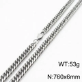 Chaîne gourmette argentée en acier inoxydable 760mm x 6mm poids 53g collier - 6mm*760mm(KN232806-ZZ)