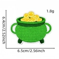 Macro detail of St. Patrick's Day pot of gold embroidery patch with size measurements - Style 8 (Pot of Gold)