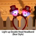 Light-up Christmas headband featuring cute white bear with red snowflake hat and bow tie - LED Dual (Bear)