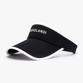 Black women's open-top sun hat with white MENGLANDI lettering and UV protection - Black