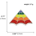 Rainbow enamel triangle pin brooch with silver metal grid pattern and vibrant color blocks - Rainbow Radial Grid Style (A00696)