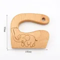 Elephant shaped beech wood kitchen toy knife, natural wooden cutter for children 100mm - Elephant