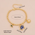 Bracciale a sfere placcato oro 18K con ciondoli tartaruga marina, granchio e conchiglia - 1# Tartaruga Marina Blu
