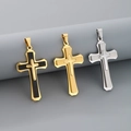 Gelaagde roestvrijstalen kruishangers in goud, zilver en zwart voor heren en dames. - Alleen Hanger Geen Ketting / Staalkleur