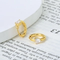 Elegant gold-plated heart huggie earrings with sparkling clear zircon heart stones - Gold-White Zircon