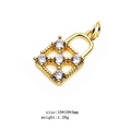 Golden micro-pave zircon lock charm for bracelets and necklaces, size 10x18x3mm - Style 17# Classic Lock