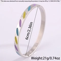 Bracelet en titane argenté avec patchs en émail coloré et diamètre intérieur de 6cm - émail Ovale Argenté