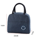 Navy blue insulated lunch bag with panda embroidery and double handles for school - Navy Panda Label Thermal