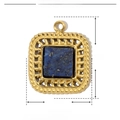 Detail view of square stainless steel pendant with blue natural stone and dimensions - Square - Deep Blue Lapis