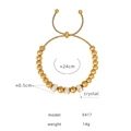 Bracciale regolabile in titanio placcato oro con perline, cristalli e chiusura scorrevole - E417-Braccialetto Di Perline In Tubo Di Cristallo-24cm / Oro