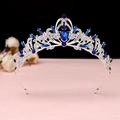 Detailed view of baroque tiara with navy blue gemstones and sparkling crystals - No.1 Silver (Royal Blue Stone)