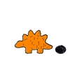 Spilla smaltata a forma di dinosauro nugget arancione con chiusura posteriore in gomma - Pepita di Stegosauro / Giallo Arancio