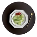 38cm round dark brown faux leather placemat with Nordic style PVC texture for table decor - Pressed Edge Faux Leather Round / Coffee