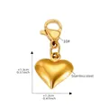 Ciondolo a cuore in acciaio inossidabile dorato con chiusura a moschettone per bracciali - Piccolo Ciondolo a Cuore Dorato (Ciondolo Solo (Senza Catena)) / 1.3x1.2cm / Oro