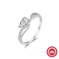 Luxurious S925 sterling silver ring with central round diamond-cut zircon stone - US 6 / S925 Silver Heart Halo Style