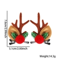 Brown reindeer antler hair clips with red pompoms and green glitter leaf accents - Red Berry Brown Antler