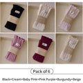 6-pack of ribbed knit cotton crew socks with sweet ruffle edges in assorted pastel colors - Combination Set
