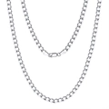 Slim S925 sterling silver Cuban link chain necklace for men and women in silver finish - 5mm Thin Diamond-Cut Curb Chain / 51cm-60cm (Inclusive)