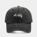 Berretto da baseball vintage grigio lavato con ricamo Daddy cuore e finitura retrò - Daddy / Nero Lavato