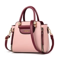 Sac à main chic en cuir rose et bordeaux avec poignée et finitions dorées élégantes - Rose