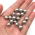 Bright silver metallic round spacer beads for DIY jewelry making held in palm - White K Silver 8mm (2000Pcs)