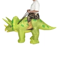 Inflatable triceratops costume in green for adults featuring yellow horns and spots - Inflatable Triceratops (children's 150cm) / One Size
