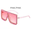 Gafas de sol cuadradas de gran tamaño con montura rosa transparente y lentes degradadas - Montura Rosa Transparente Lente Rosa Degradada