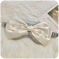 Cute grey silk sleep mask with a large ivory satin bow decoration for deep sleep - Silver Gray