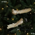 Paar gouden glittervogels met natuurlijke verenvleugels voor de kerstboomdecoratie - Klein / 2 st / Goud