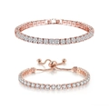 Elegant rose gold tennis bracelets with sparkling cubic zirconia in two clasp styles - Rose Gold Set 17cm