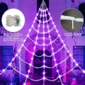Violettes Halloween-Spinnennetz-Licht mit Batteriebox und Blinkmodus-Funktion - 5m Leuchtendes Dreiecksnetz Lila