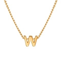 Gold-plated stainless steel rope chain necklace featuring a 3D capital letter W pendant - Letter W