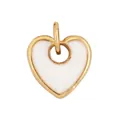 Golden heart-shaped copper charm with white enamel center for DIY jewelry making - L268081-White White Hollow Heart