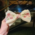 Elegant white lace bow hair clip with floral embroidery for women - Small Double Layer Lace Bow