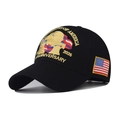 Casquette de baseball en coton noir avec broderie d'aigle 3D pour le 250e anniversaire USA - Réglable / Noir